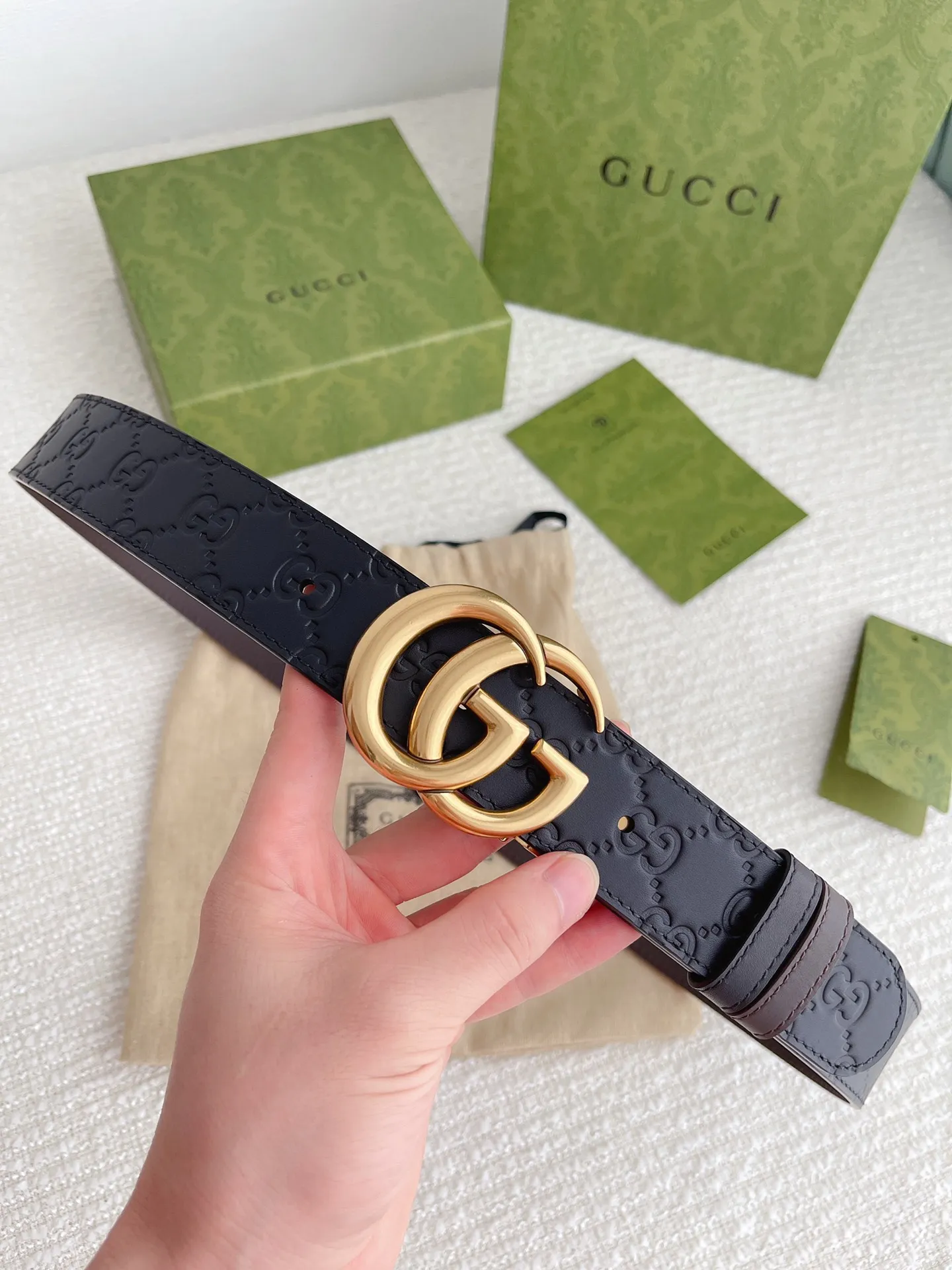 Gucci新作黒牛革ベルトGGバックル - 画像 (3)