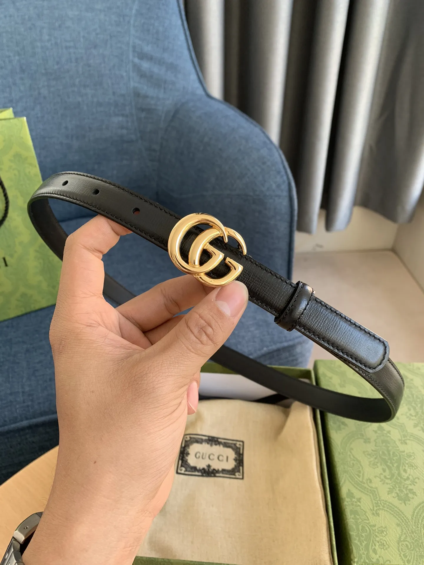 Gucci 黒 クラシックベルト ゴールドバックル - 画像 (6)