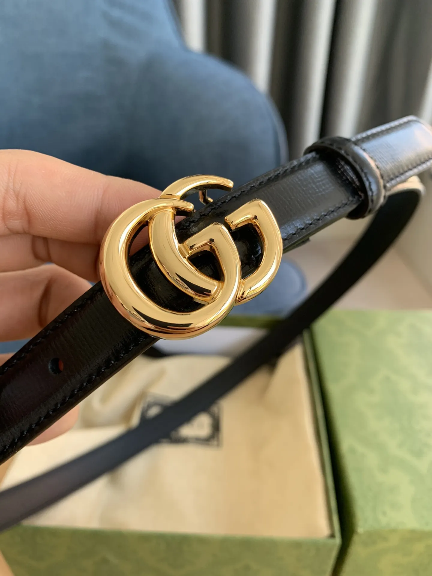 Gucci 黒 クラシックベルト ゴールドバックル - 画像 (7)