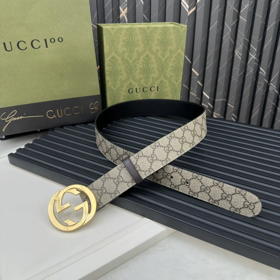 Gucci 新作ベージュPVCベルト クラシックGGバックル