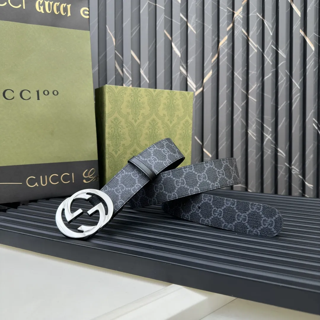 Gucci新作ベルト黒シルバーダブルGバックル - 画像 (3)