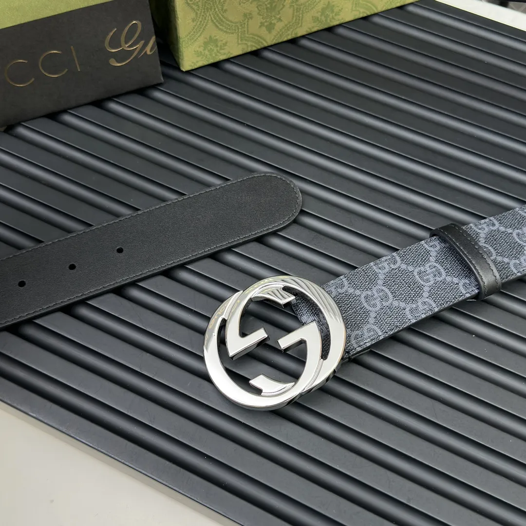 Gucci新作ベルト黒シルバーダブルGバックル - 画像 (4)