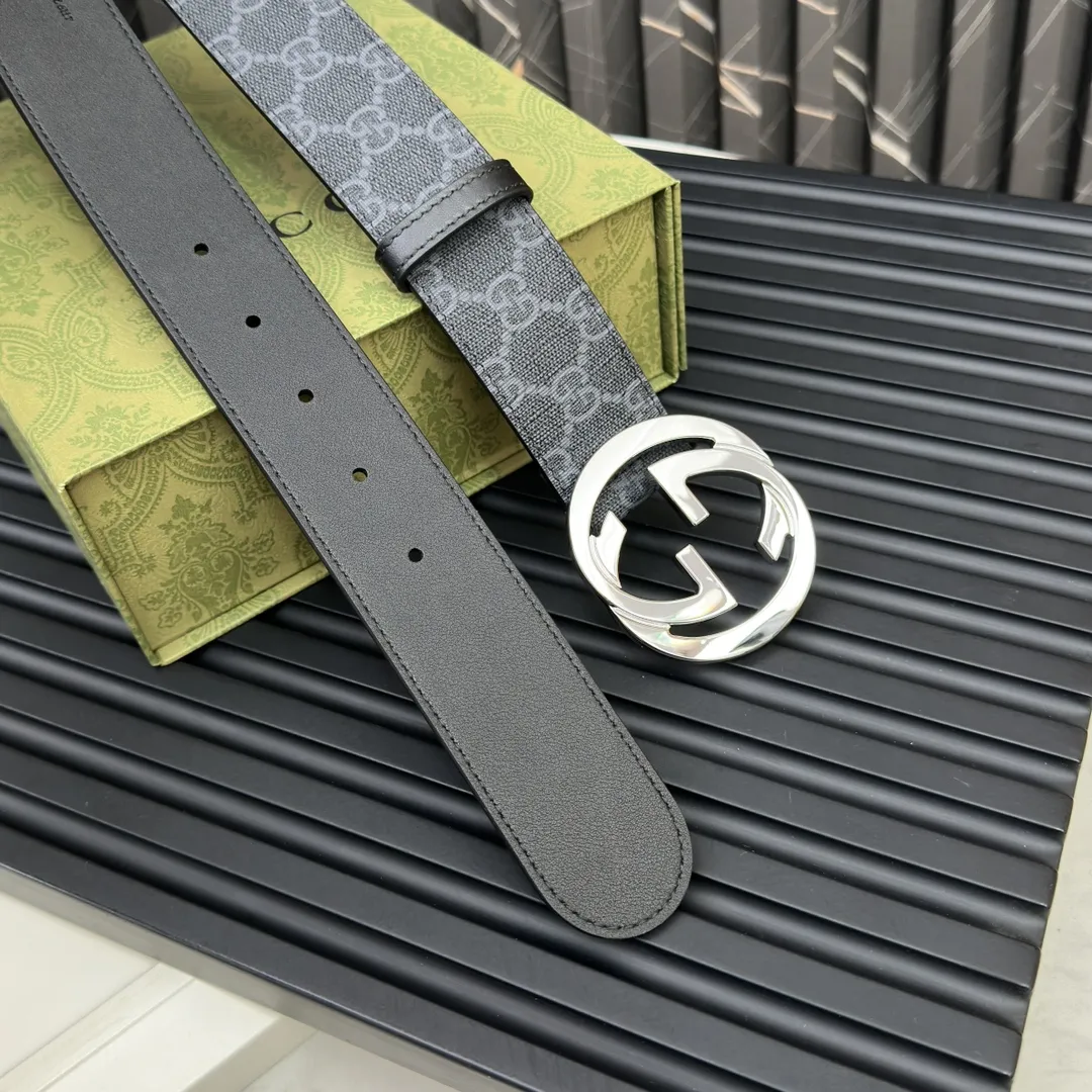 Gucci新作ベルト黒シルバーダブルGバックル - 画像 (5)