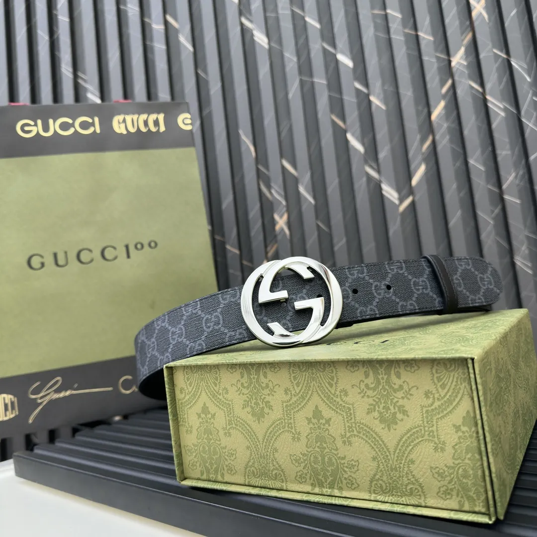 Gucci新作ベルト黒シルバーダブルGバックル - 画像 (9)