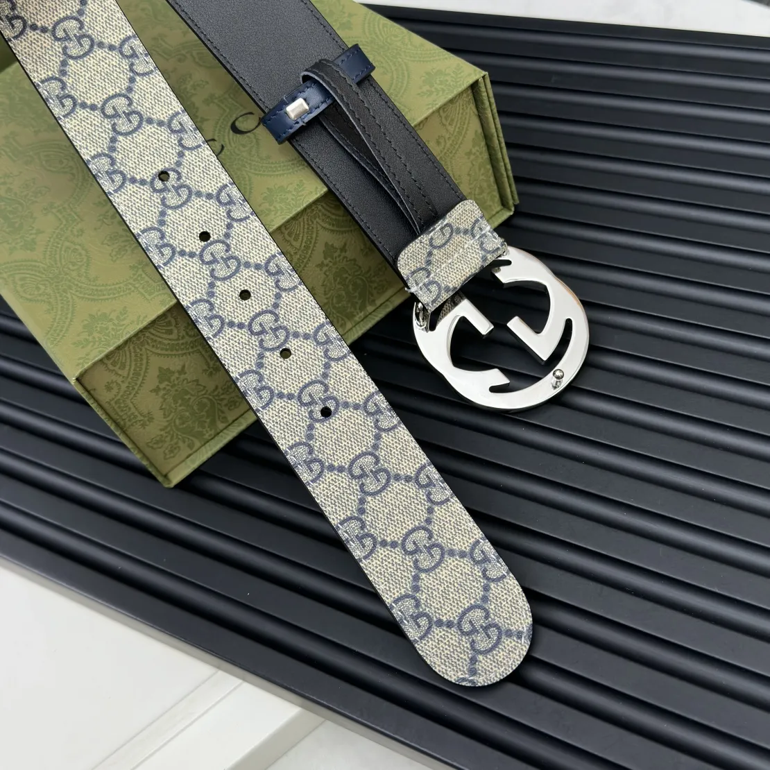 Gucci 新作ベルト グレー GG柄 バイカラー - 画像 (6)