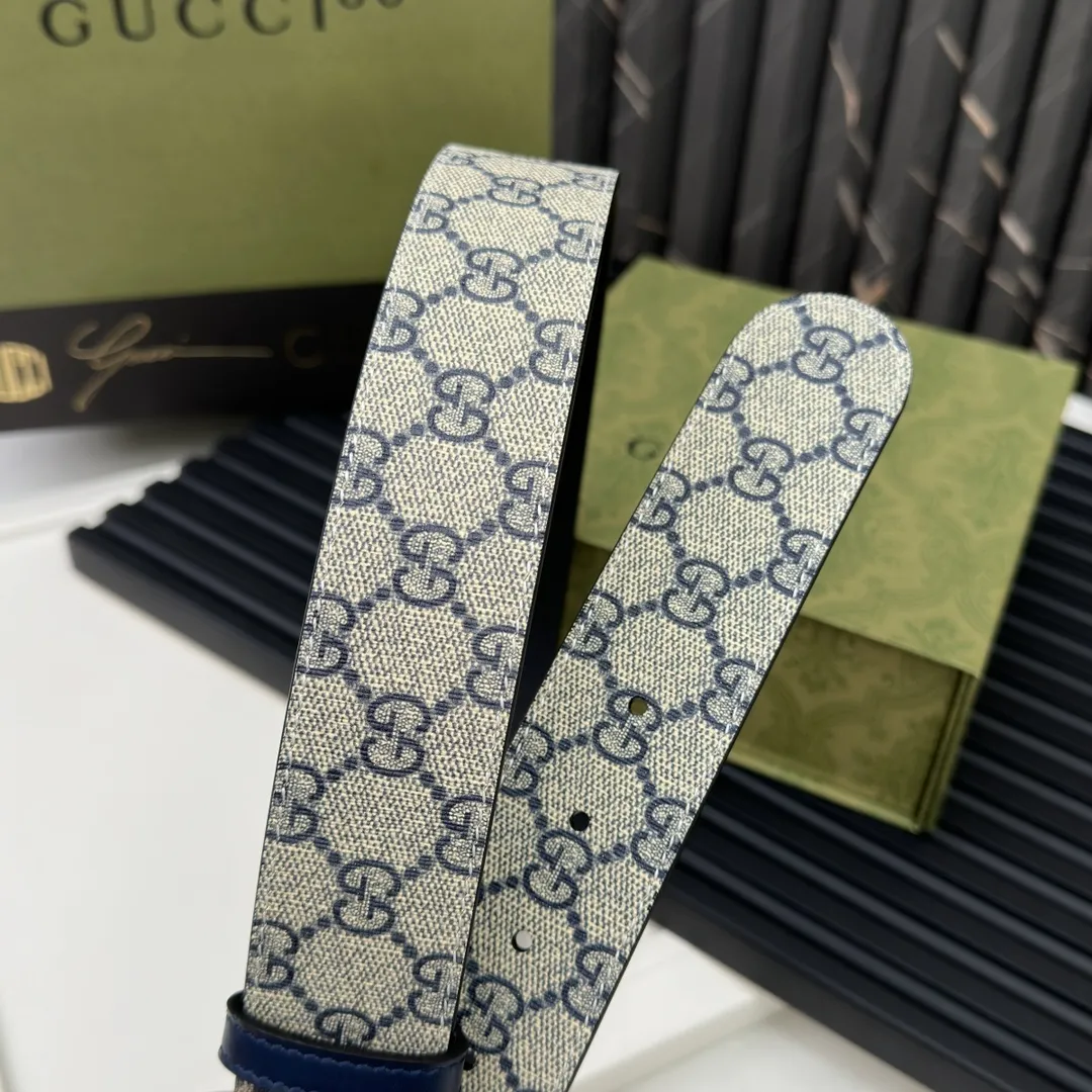 Gucci 新作ベルト グレー GG柄 バイカラー - 画像 (7)