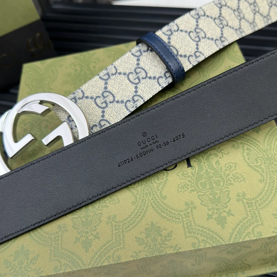 Gucci 新作ベルト グレー GG柄 バイカラー - 画像 (8)