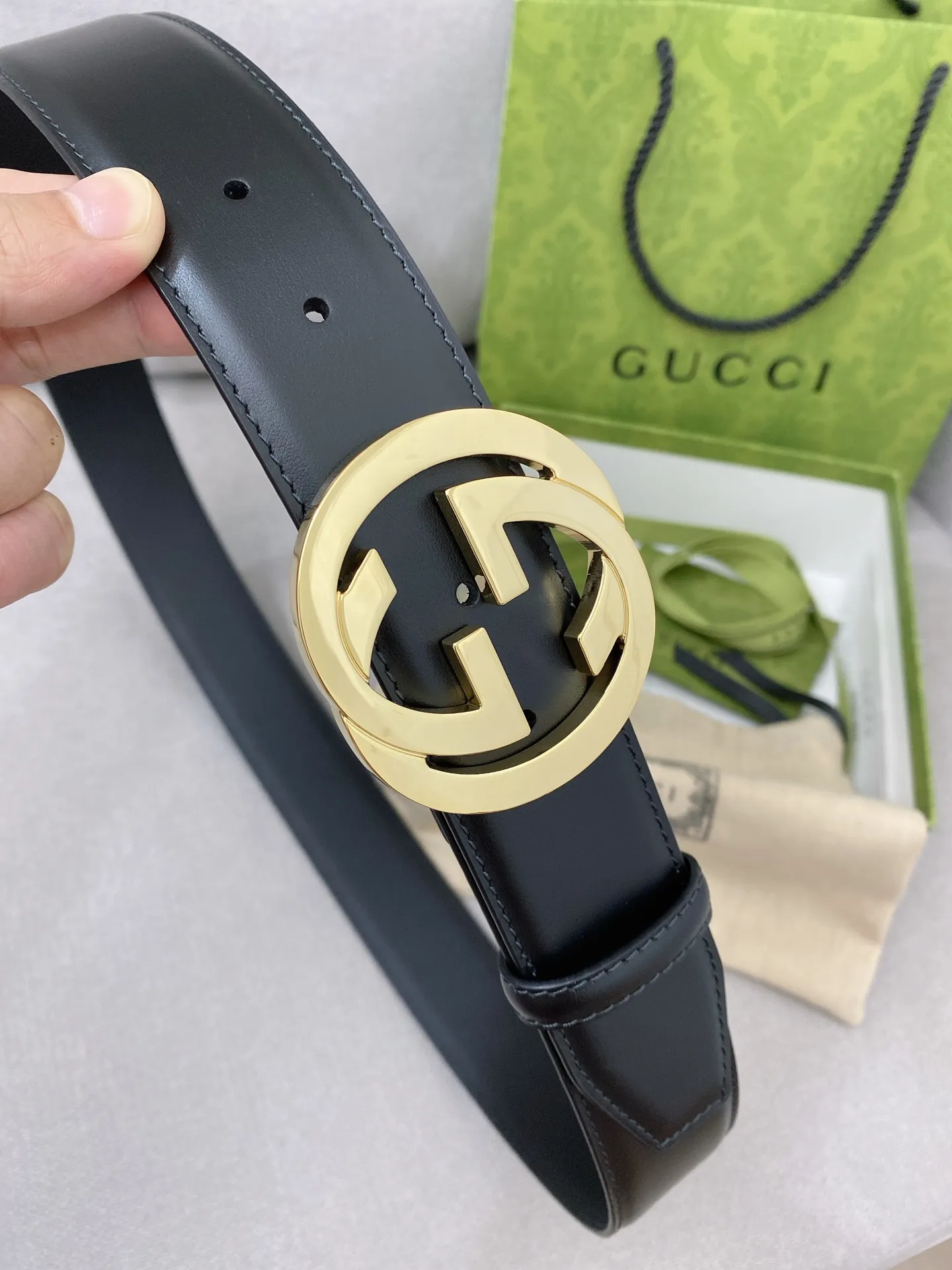 Gucci新作ベルト黒光身デザイン4.0cm幅 - 画像 (6)