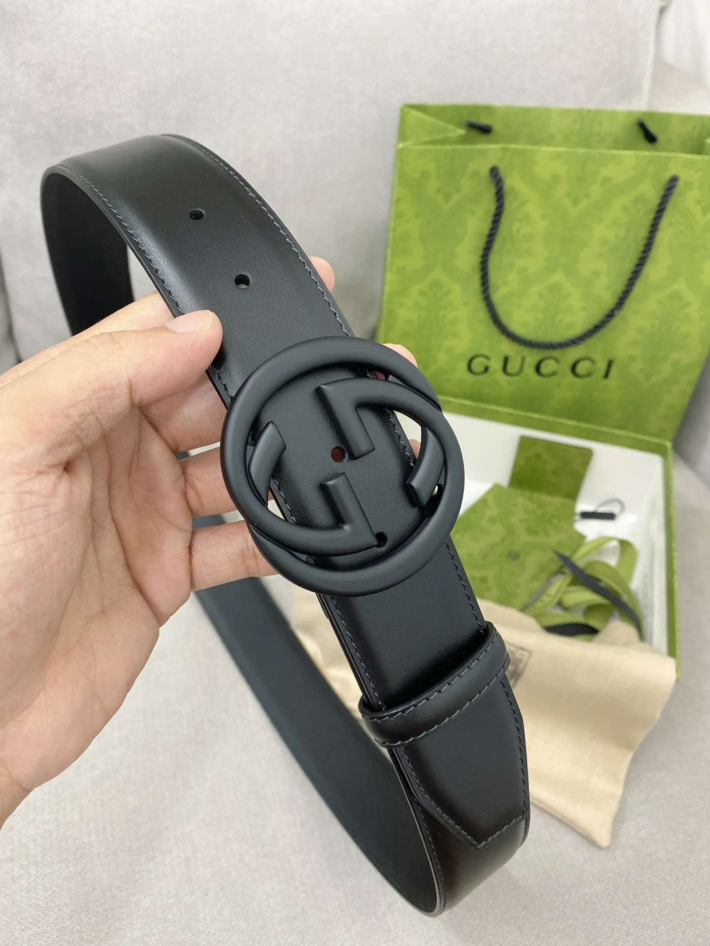 Gucci新作黒シンプルベルト4.0cm - 画像 (5)