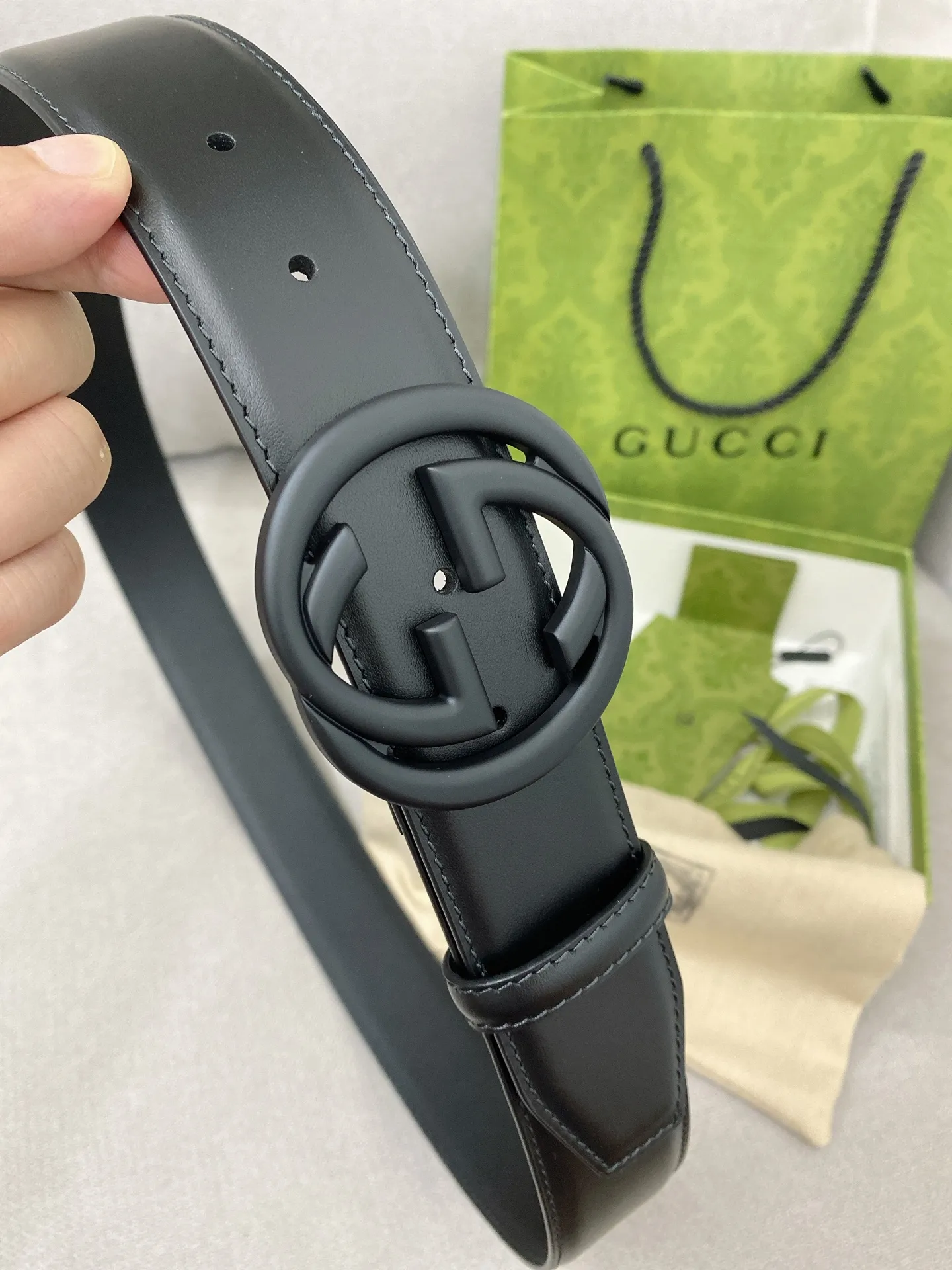 Gucci新作黒シンプルベルト4.0cm - 画像 (6)