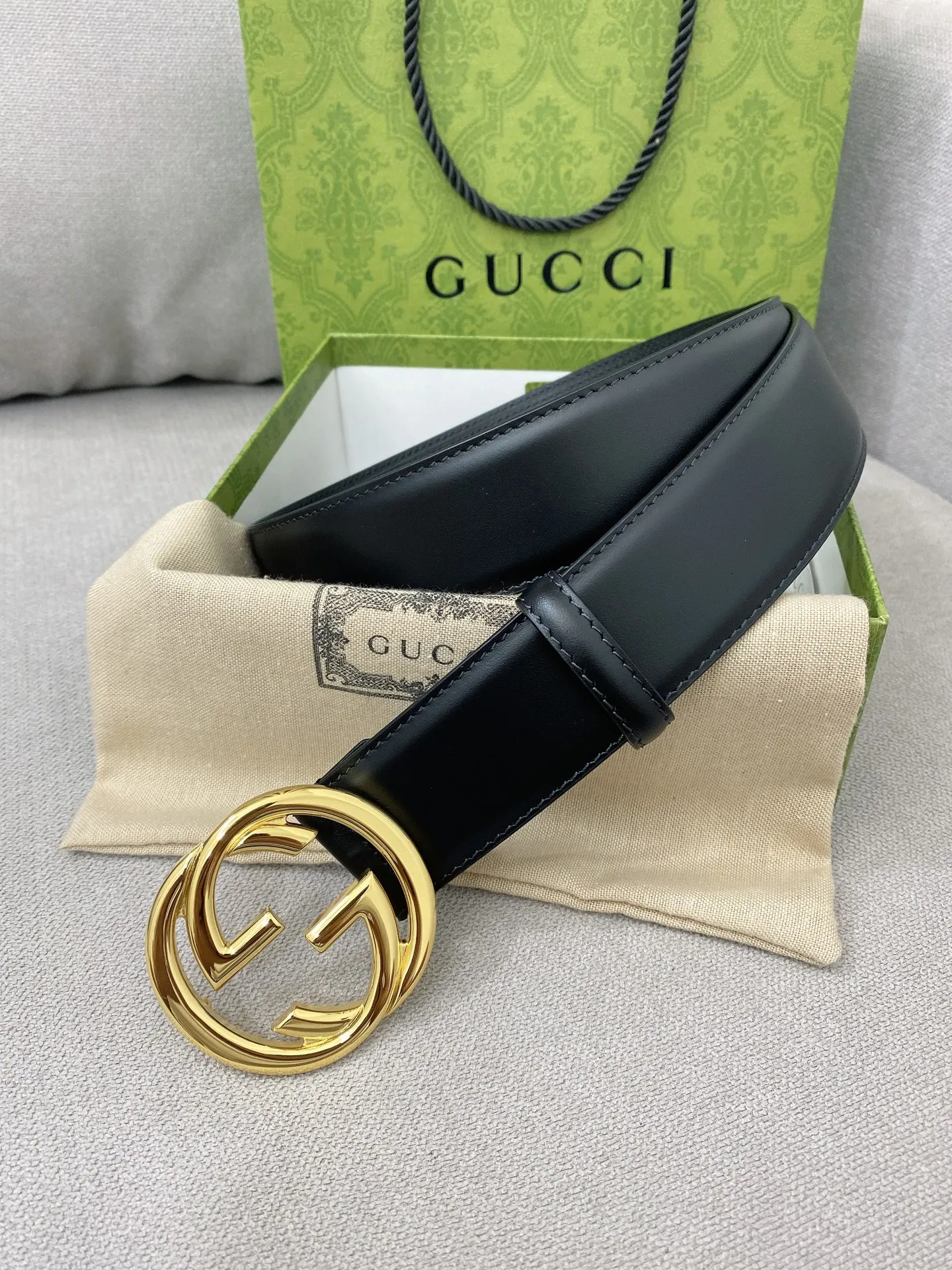 Gucci新作黒ベルトゴールドバックル4cm幅 - 画像 (4)