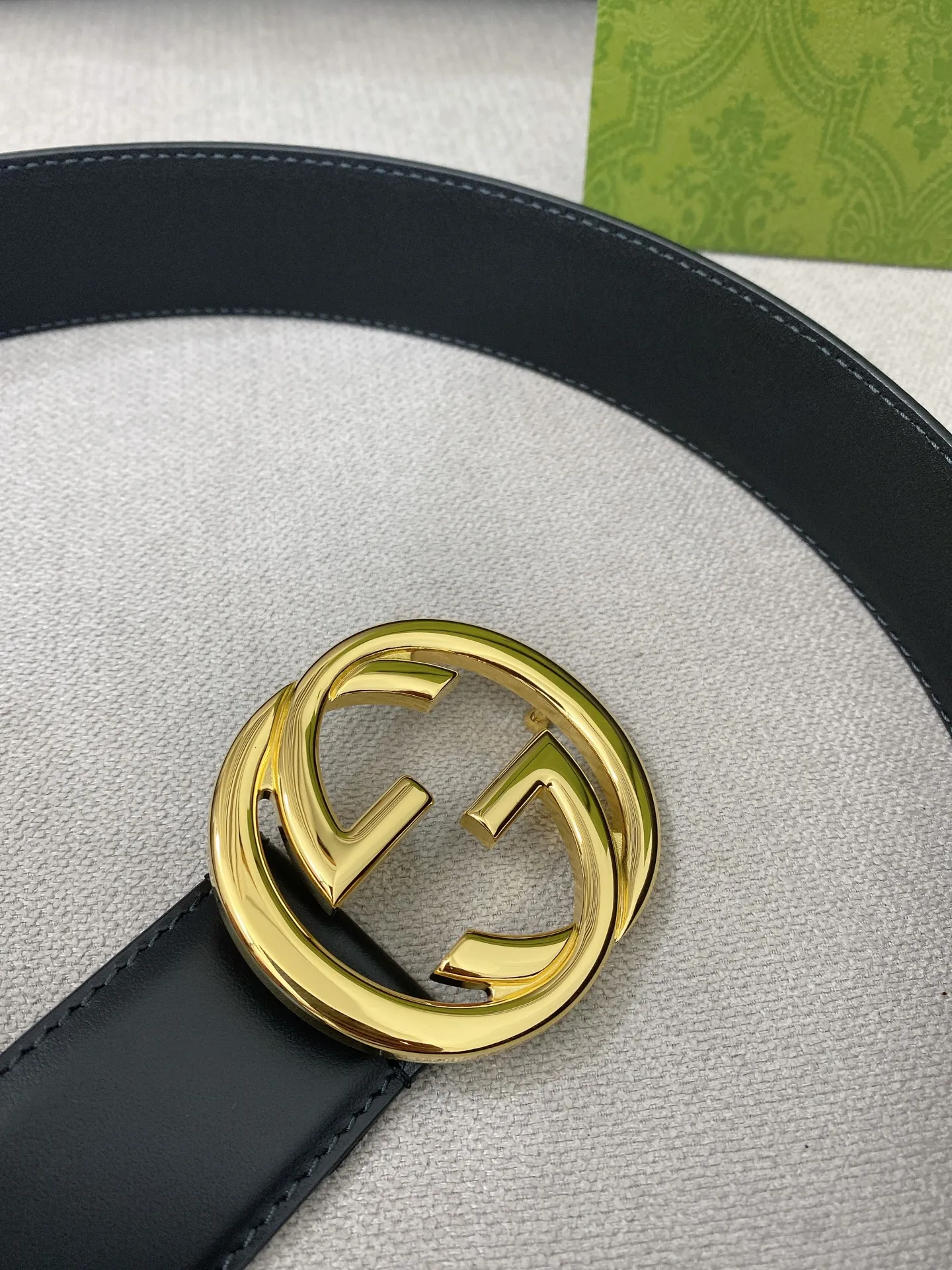 Gucci新作黒ベルトゴールドバックル4cm幅 - 画像 (8)