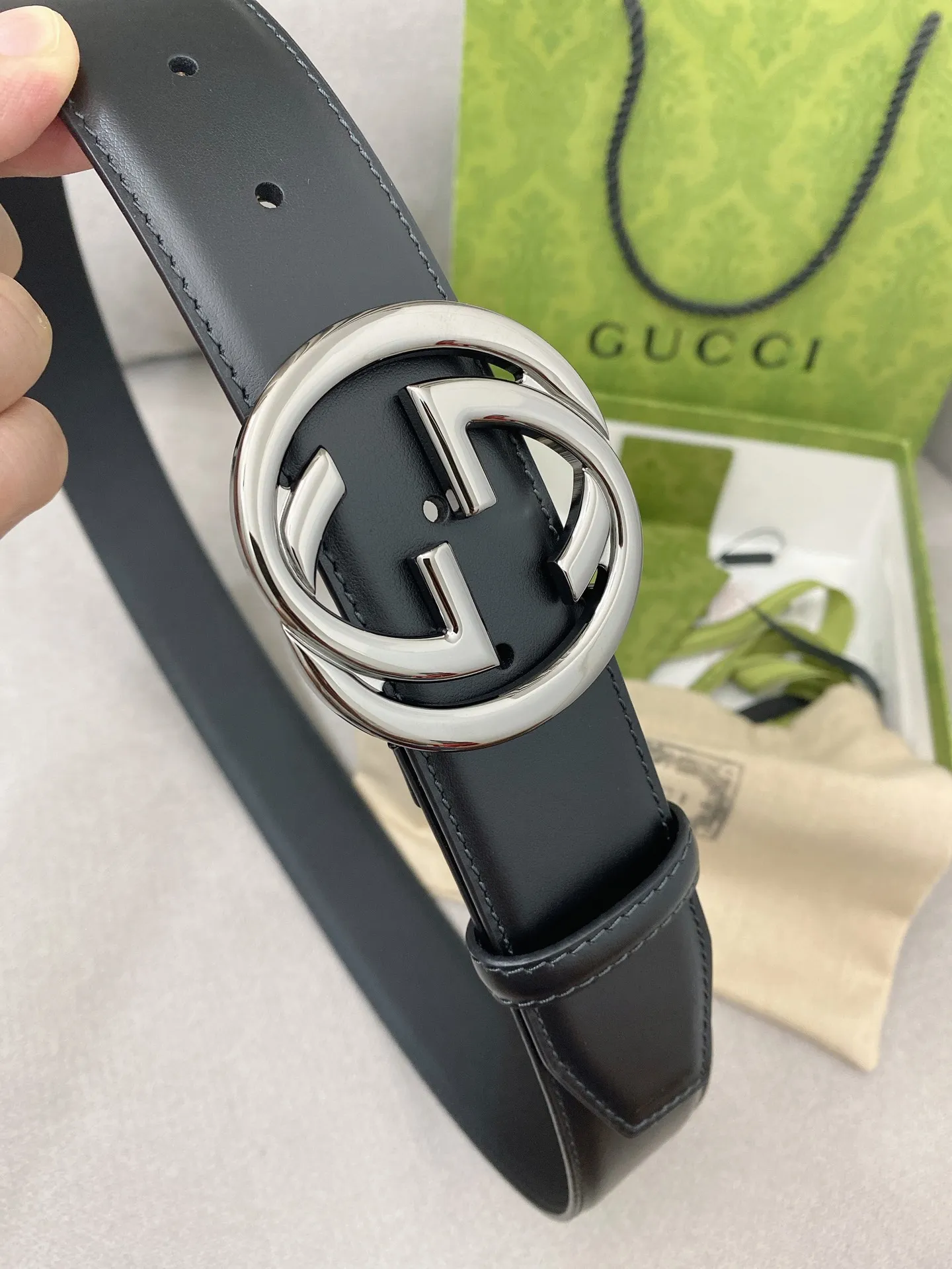 Gucci新作黒シンプルベルト4.0cm幅 - 画像 (6)