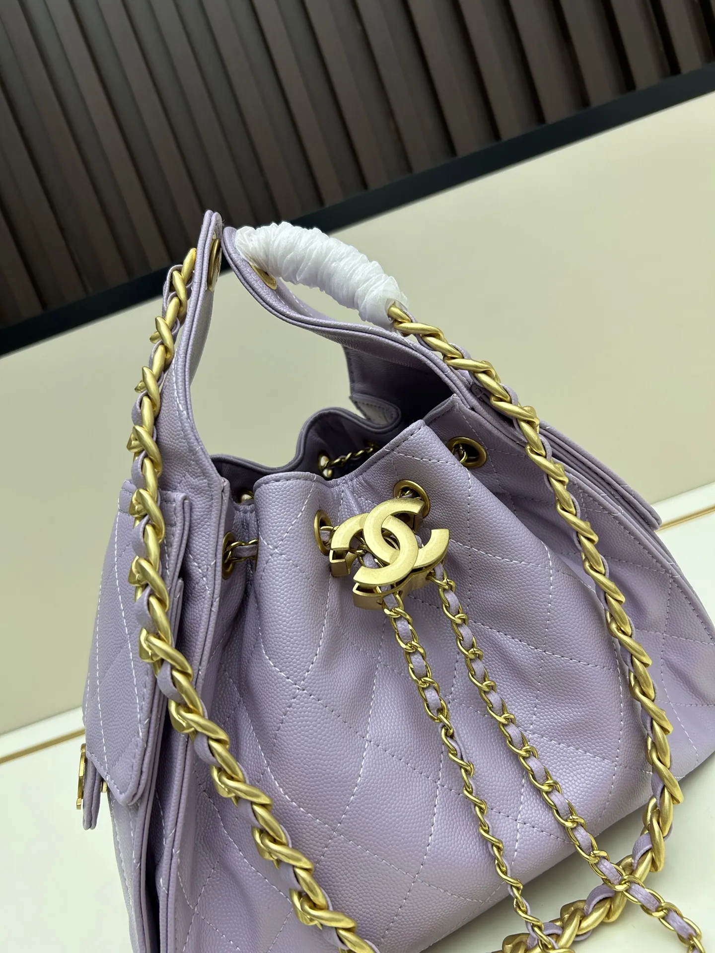 CHANEL 25バッグ パープル 油waxレザー - 画像 (6)