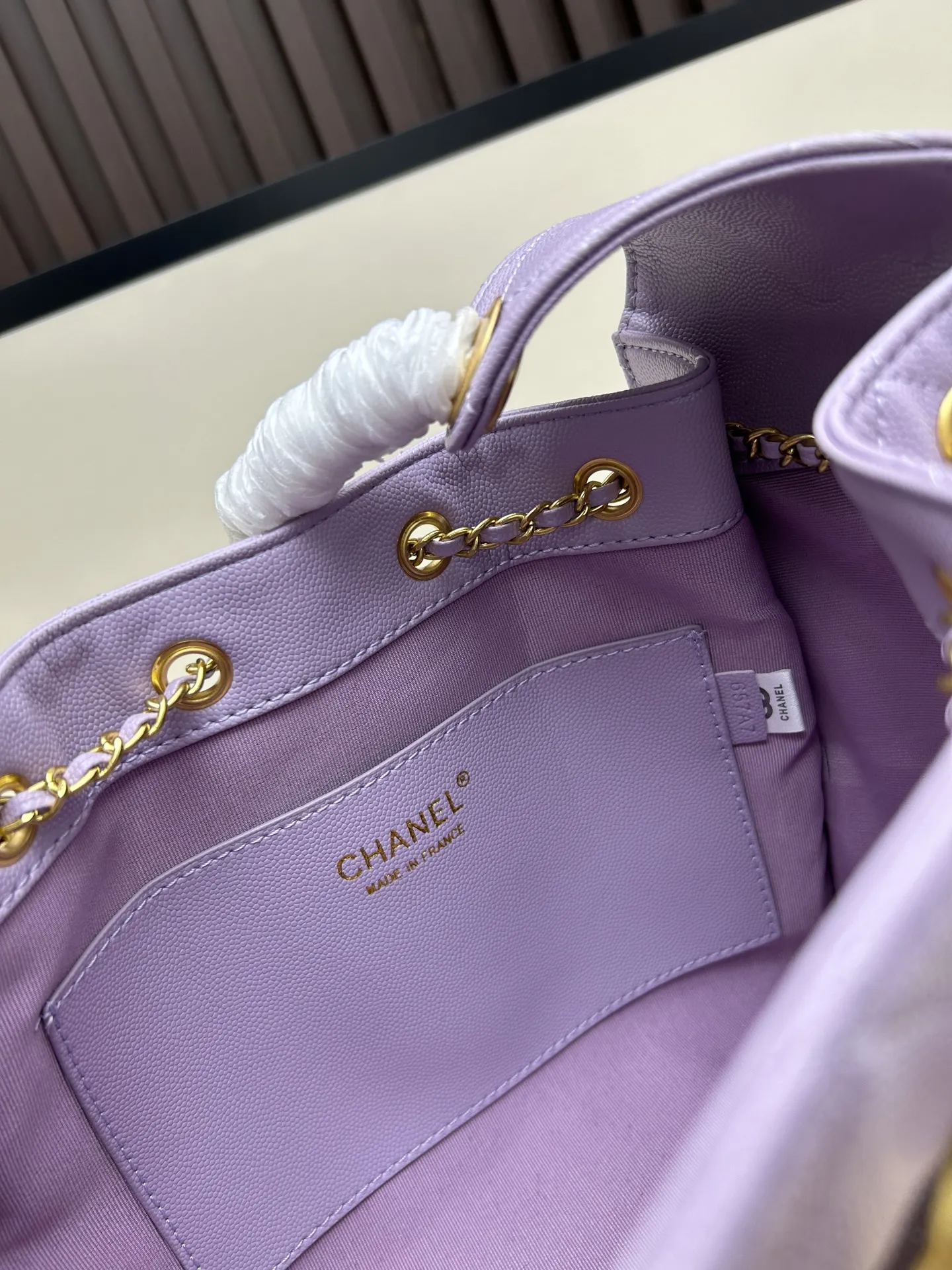 CHANEL 25バッグ パープル 油waxレザー - 画像 (9)