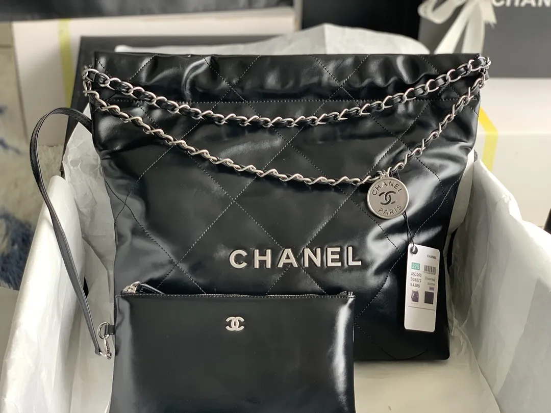 CHANEL 2022新品作黒 油蜡皮ソ口バッグ - 画像 (3)