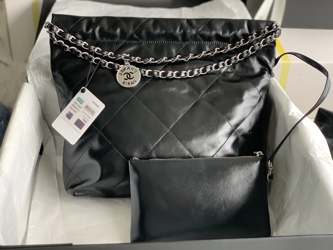 CHANEL 2022新品作黒 油蜡皮ソ口バッグ - 画像 (4)