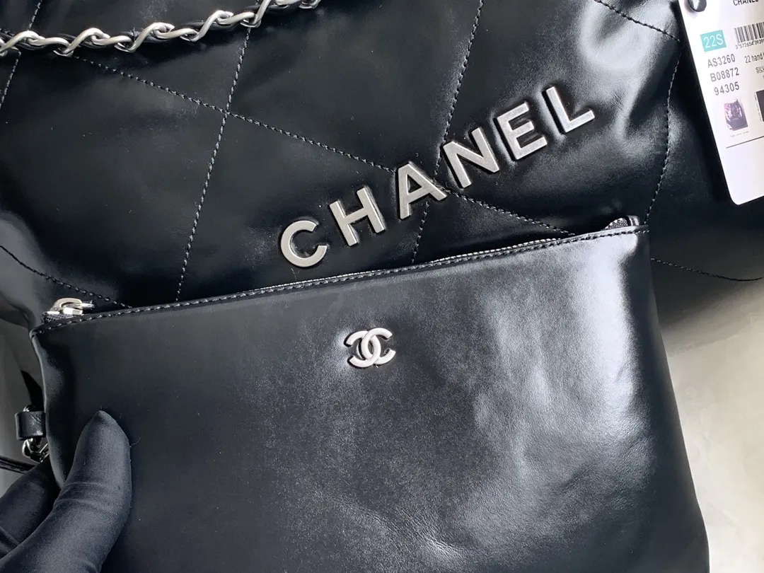 CHANEL 2022新品作黒 油蜡皮ソ口バッグ - 画像 (5)