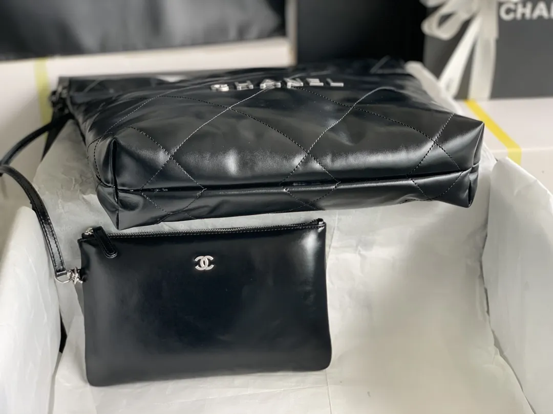 CHANEL 2022新品作黒 油蜡皮ソ口バッグ - 画像 (7)