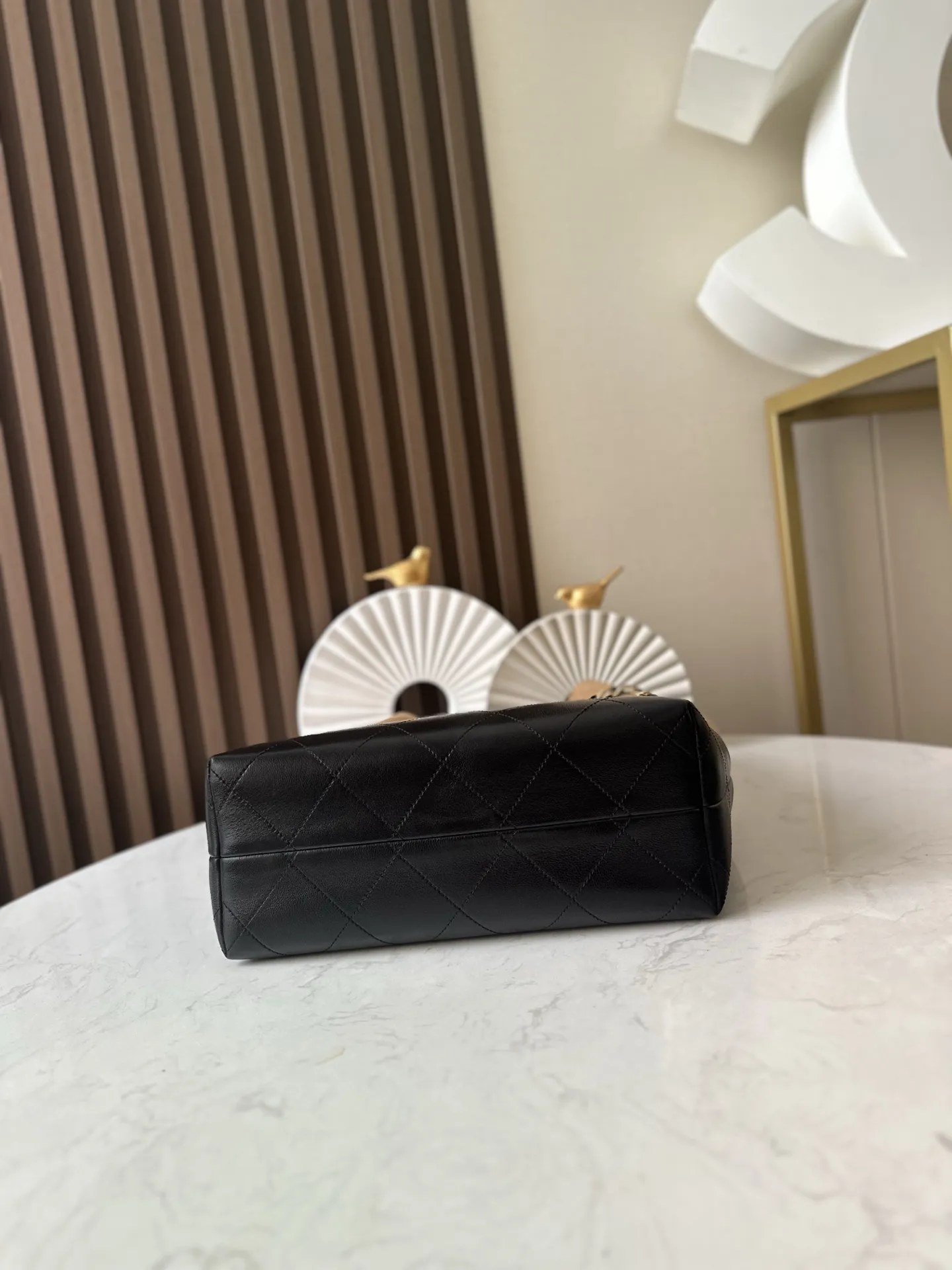 Chanel25A高級手作り坊仔牛革バッグブラウンカラーバイカラーバッグ - 画像 (6)