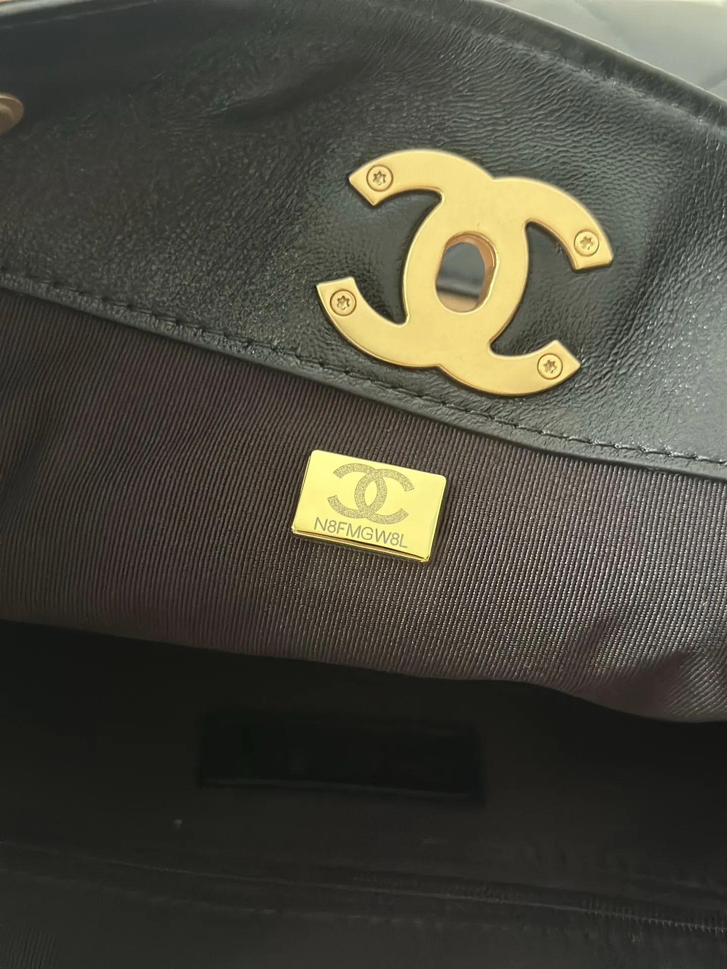 Chanel25A高級手作り坊仔牛革バッグブラウンカラーバイカラーバッグ - 画像 (10)