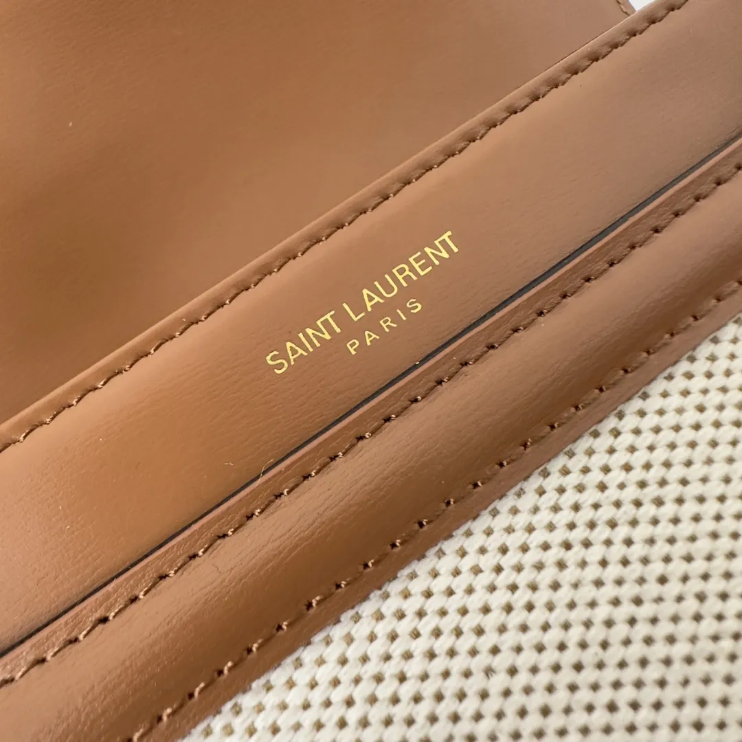 Yves Saint Laurent ベージュ 19cm コットンリネン バッグ - 画像 (7)