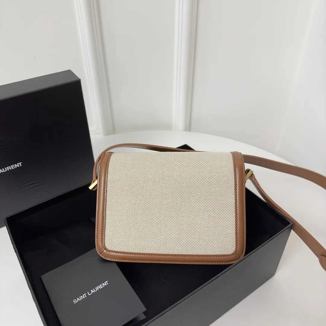 Yves Saint Laurent ベージュ 19cm コットンリネン バッグ - 画像 (9)