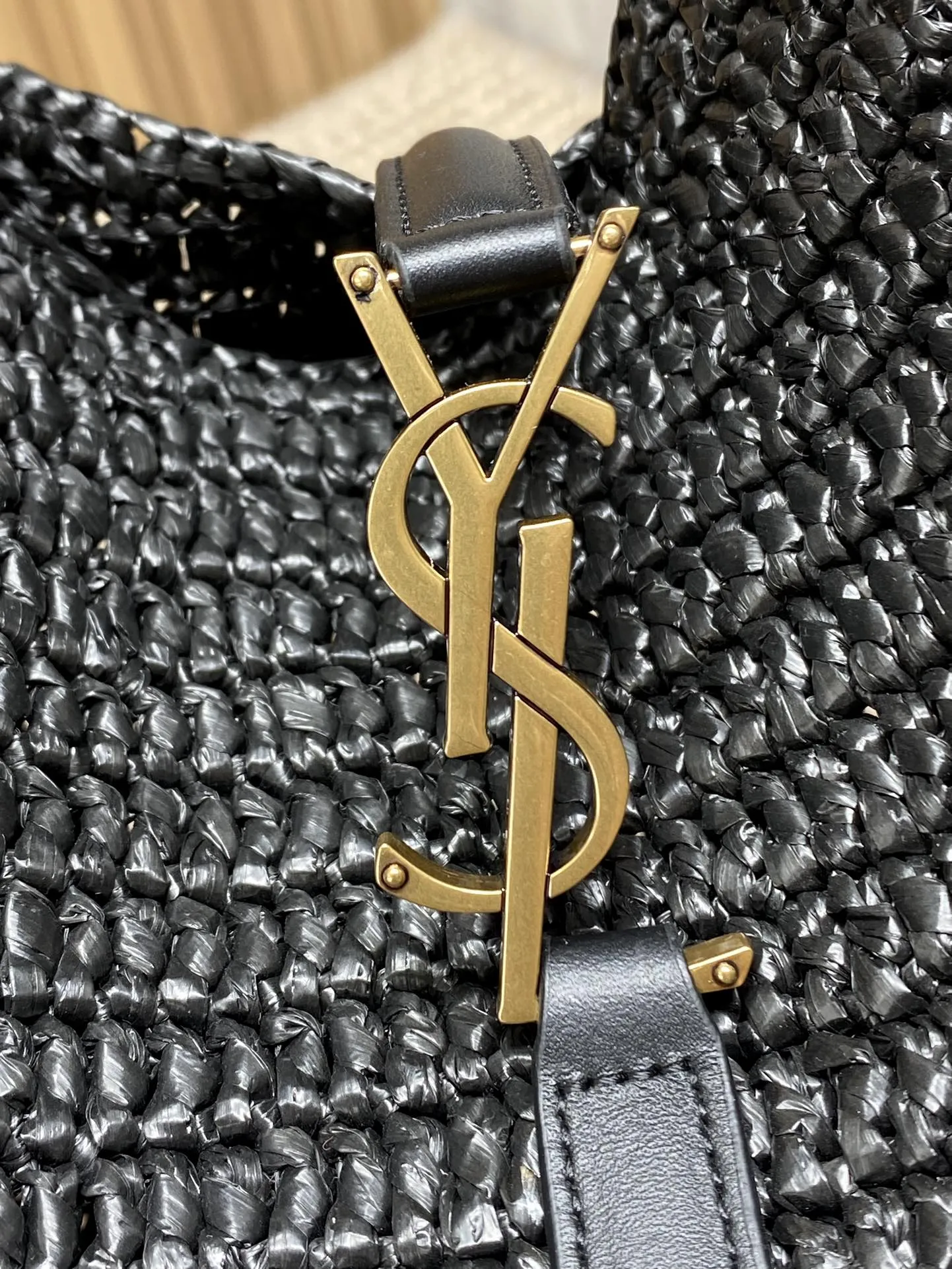 Yves Saint Laurent ホーボーバッグ ブラック 草編み - 画像 (8)