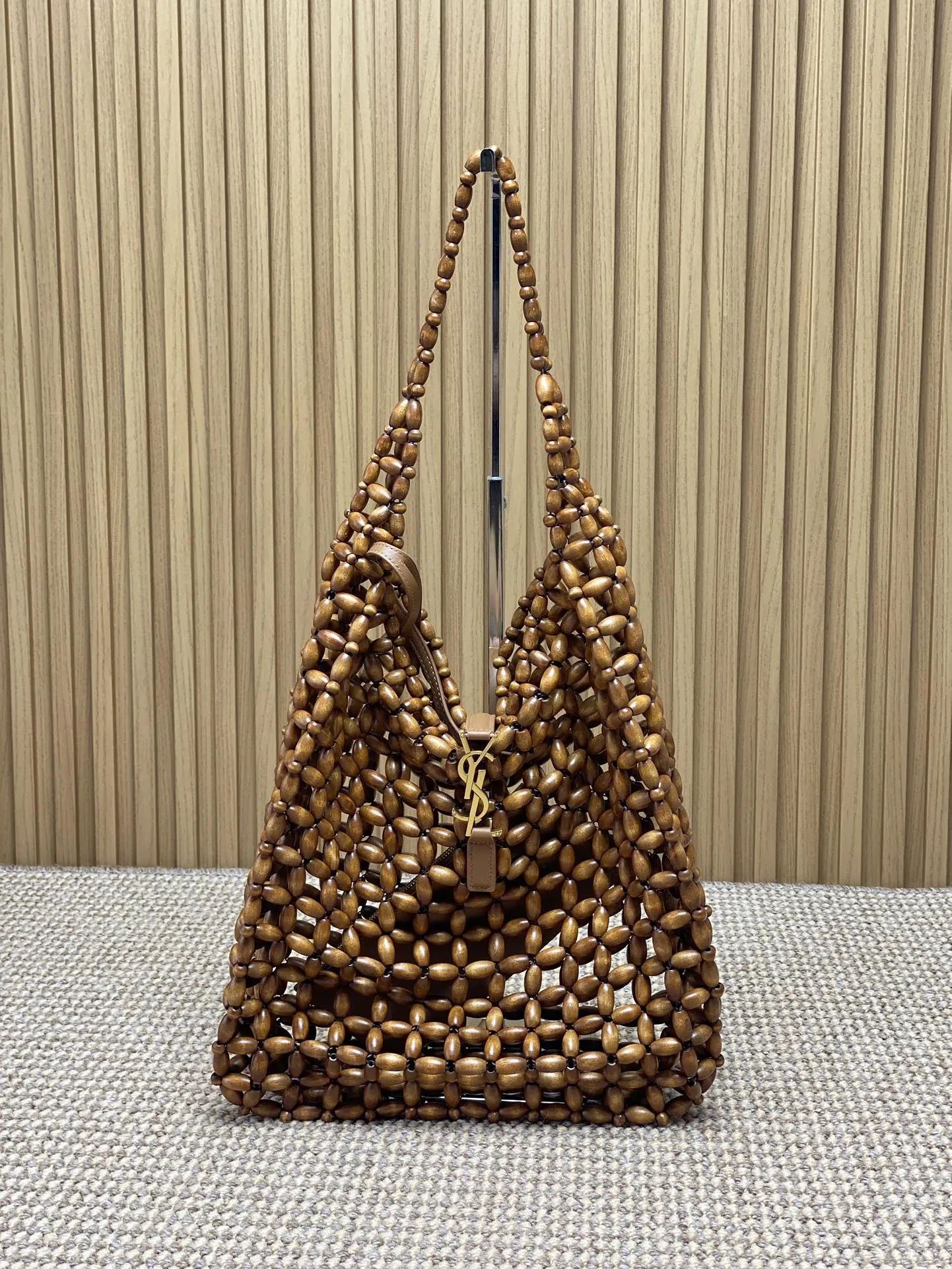 Yves Saint Laurent ホーボー木珠バッグ ブラウン