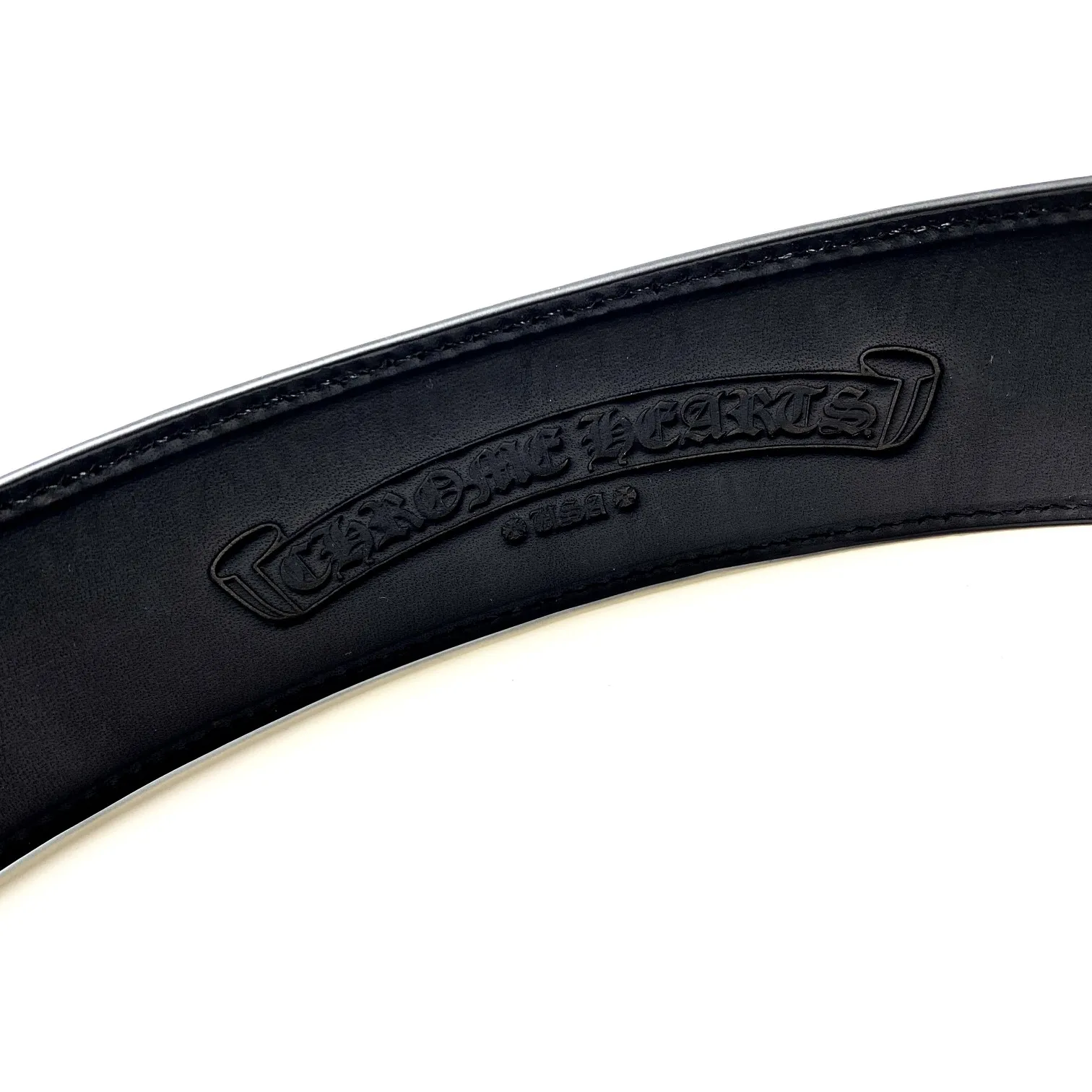 Chrome Hearts 新しいブラックアラベスクシルバーレザーベルト - 画像 (5)