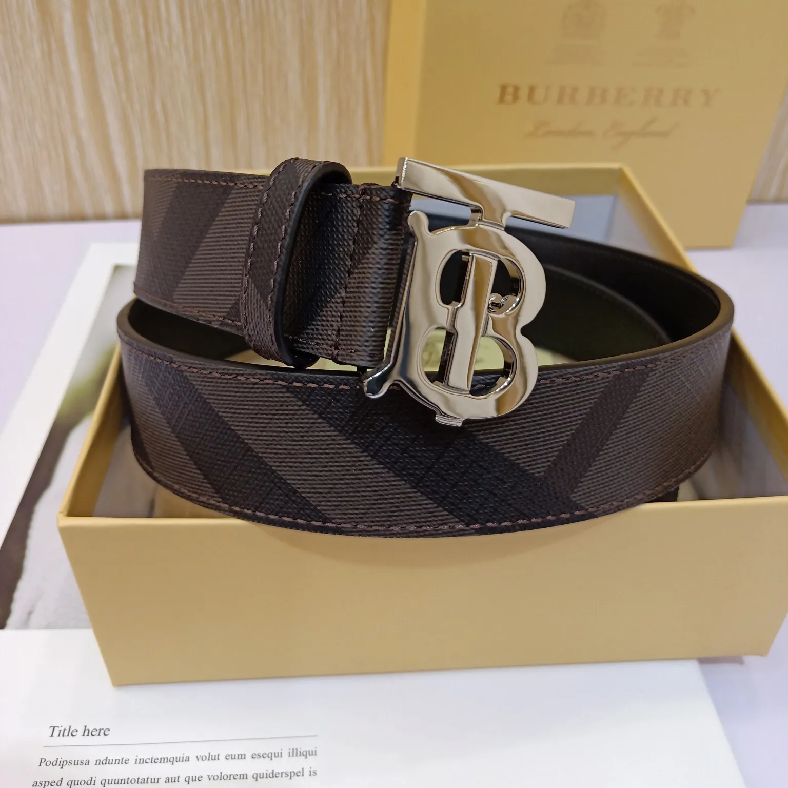 Burberry 新作TBロゴベルト ダークグリーン 3.5cm - 画像 (5)