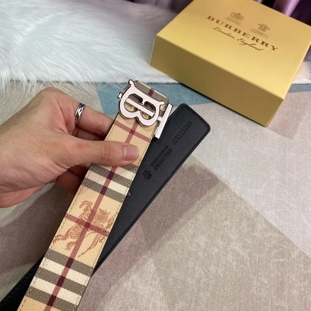 Burberry 新作ベージュチェックレザーベルト - 画像 (5)