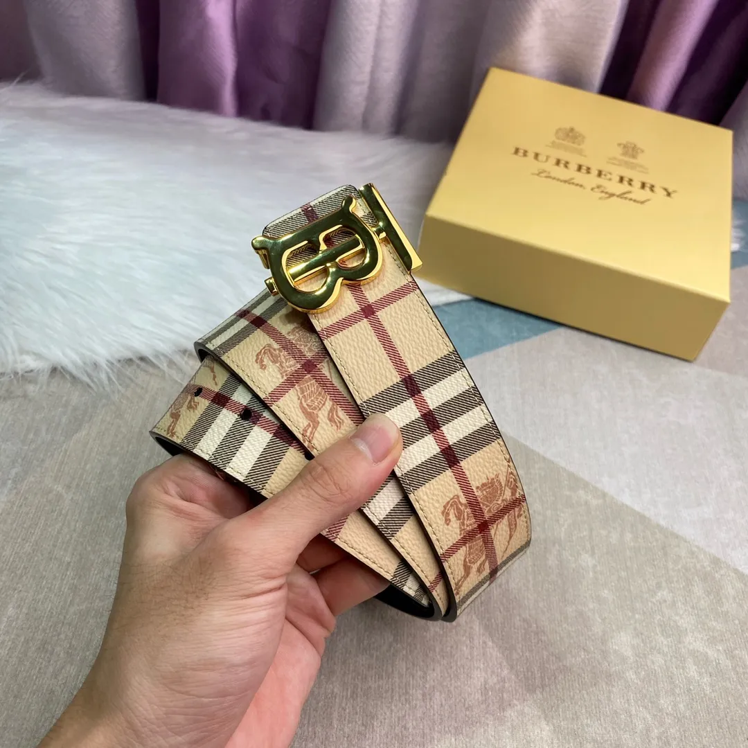 Burberry 新作ベージュチェックレザーベルト - 画像 (4)