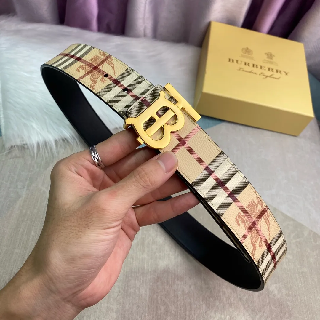 Burberry 新作ベージュチェックレザーベルト - 画像 (9)