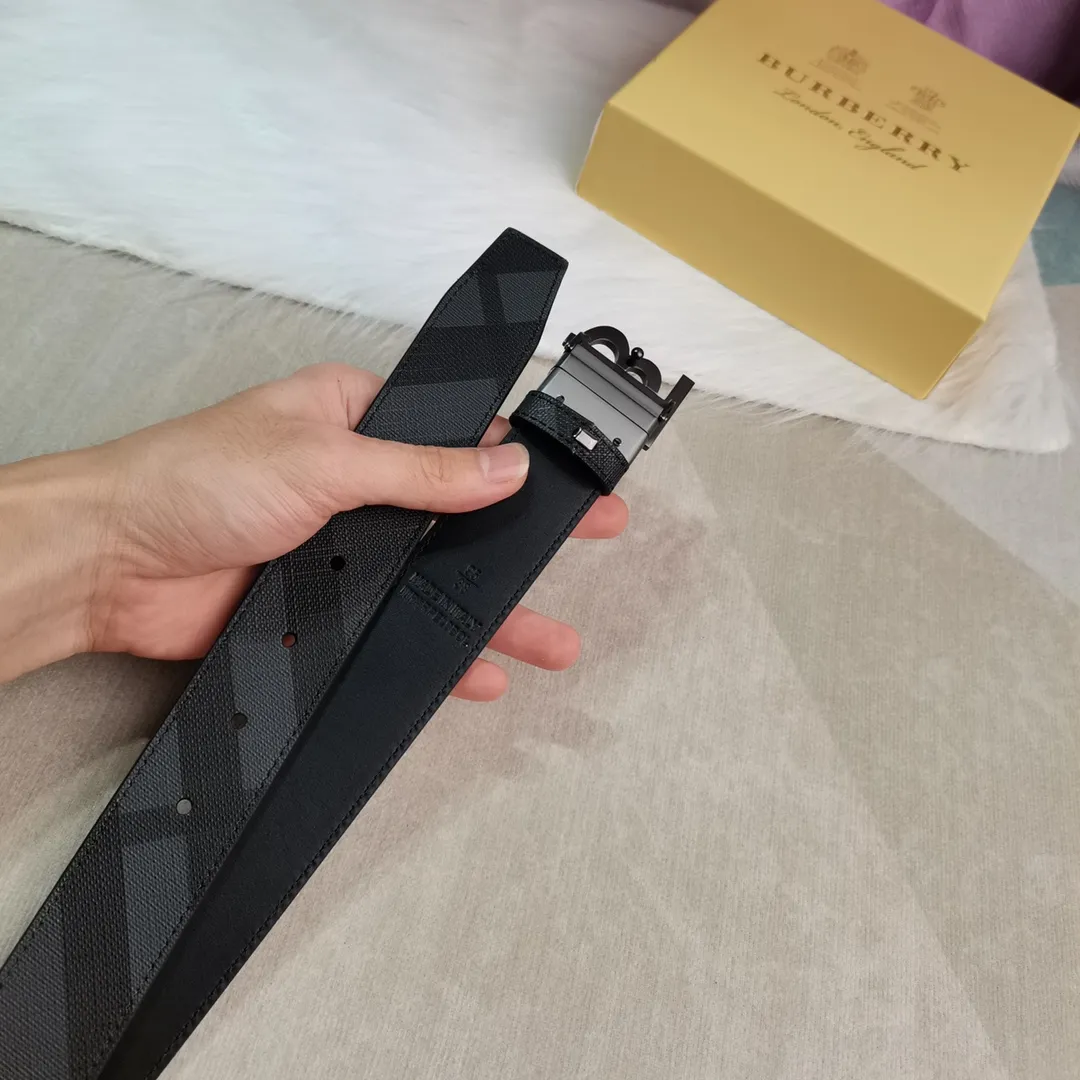 Burberry 新作黒London格子皮革ベルト - 画像 (5)