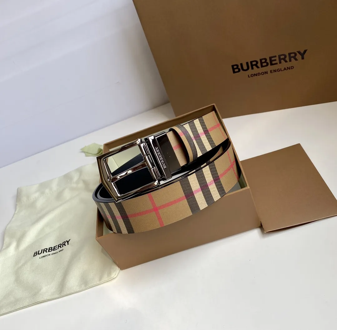 Burberry 新作ベージュチェックレザーベルト - 画像 (6)