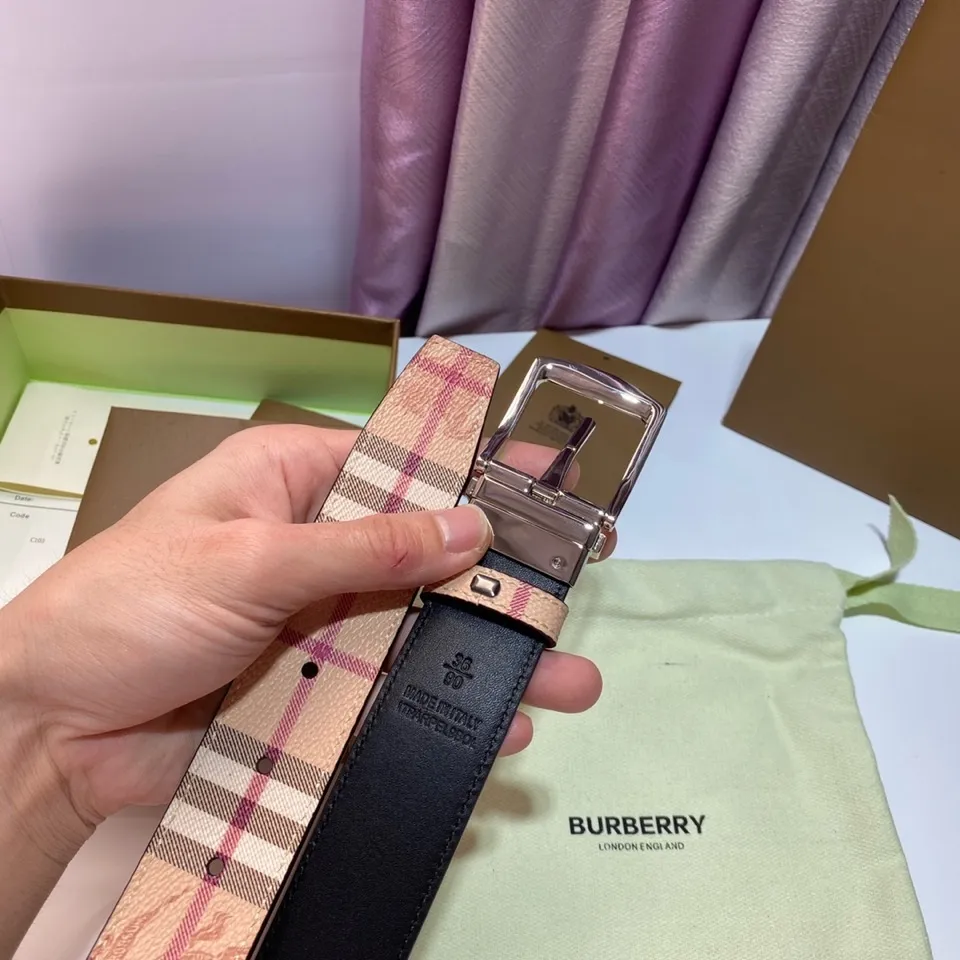 バーバリー 新作 ベージュ チェック柄ベルト - 画像 (8)