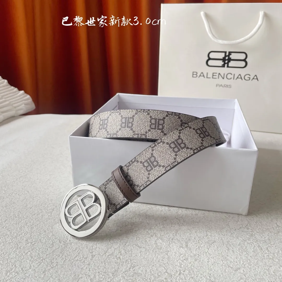 BALENCIAGAベージュクラシックベルト3.0cm