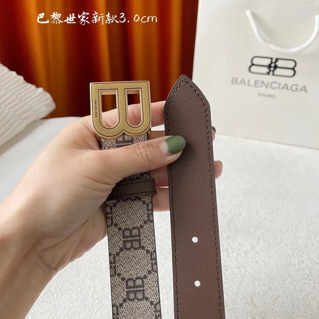 BALENCIAGAベージュレトロバックルベルト3.0cm - 画像 (3)