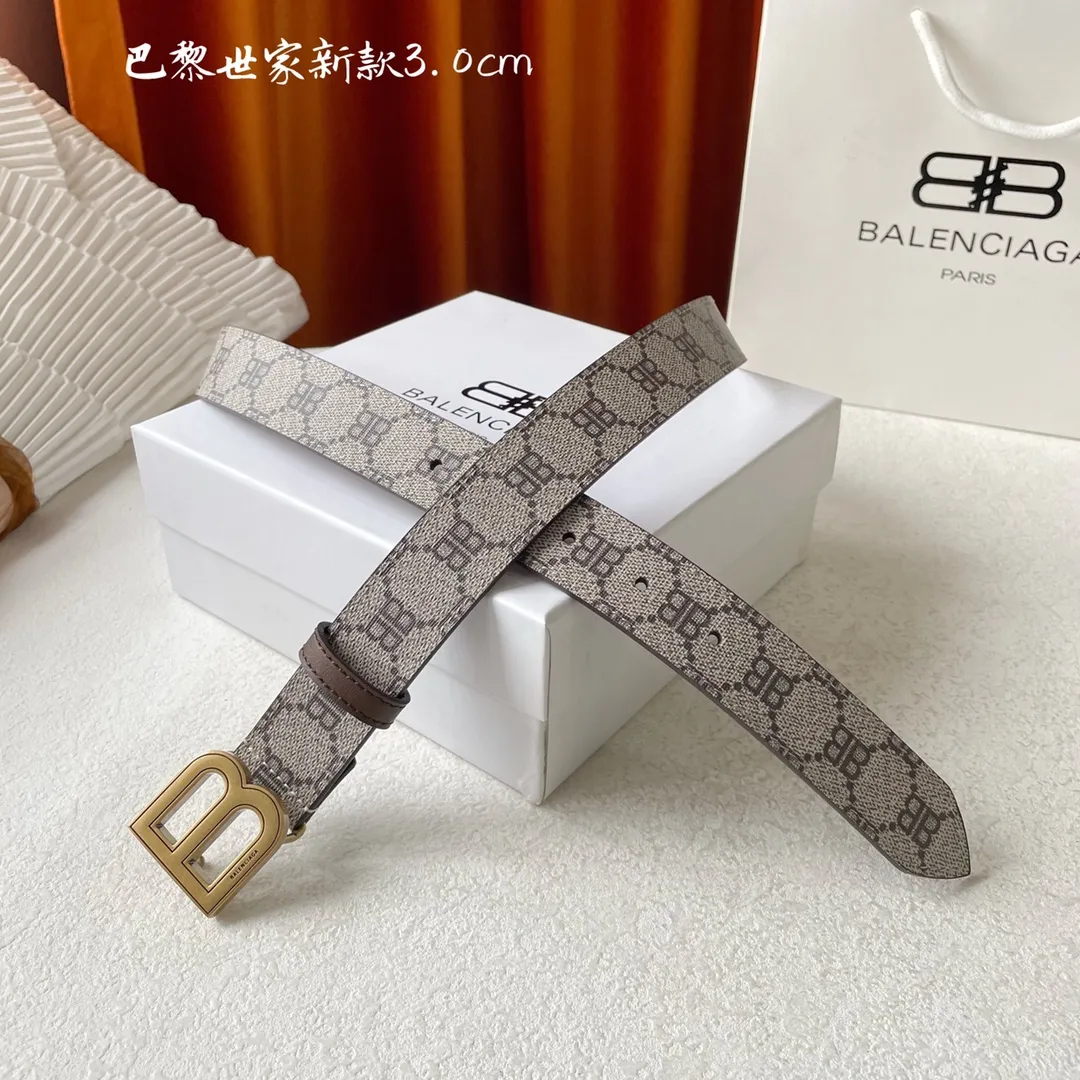 BALENCIAGAベージュレトロバックルベルト3.0cm - 画像 (4)
