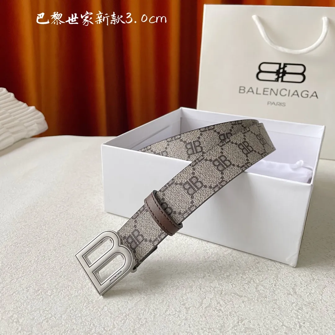 BALENCIAGAベージュクラシックベルト3.0cm
