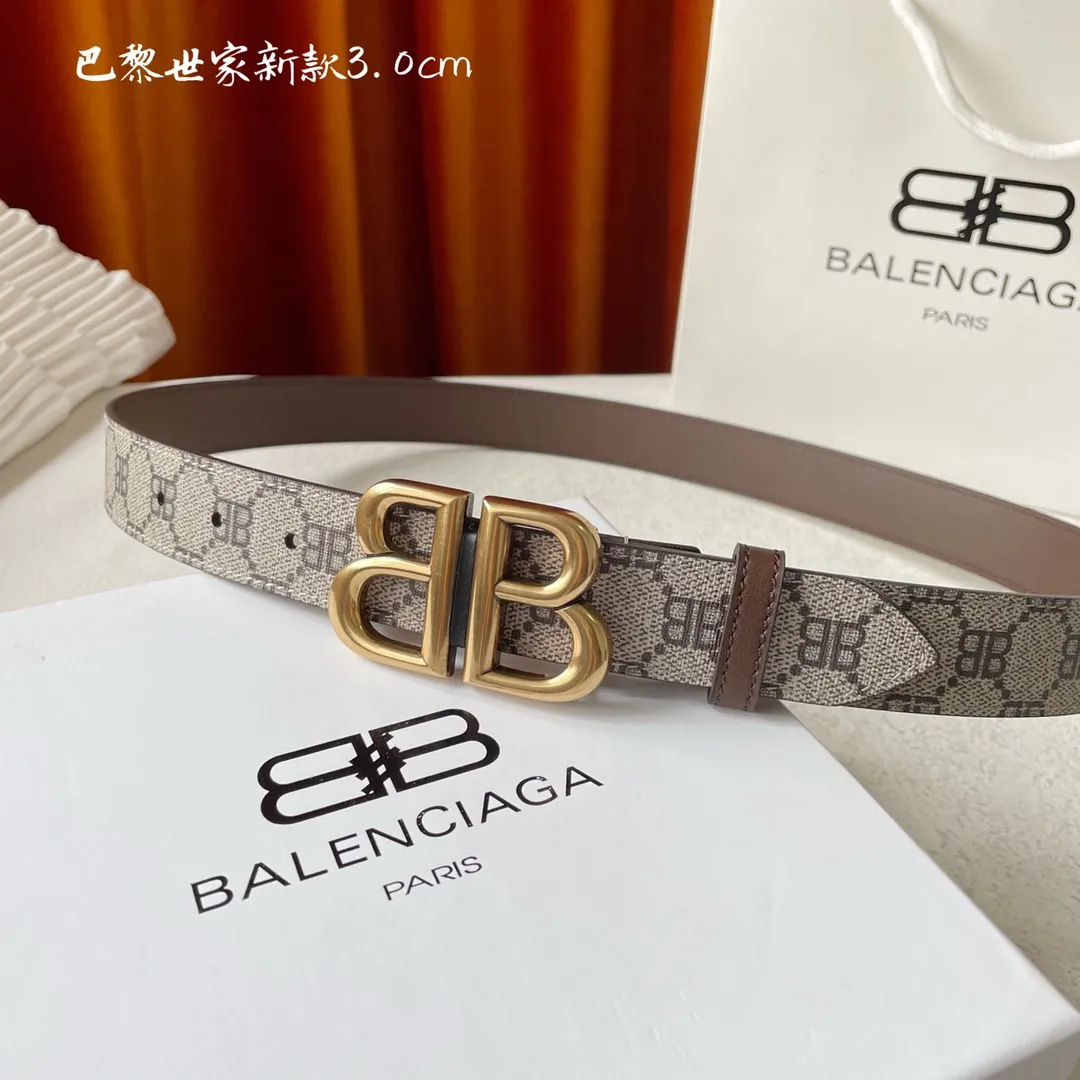 BALENCIAGA ベージュレザーベルト3.0cm - 画像 (5)