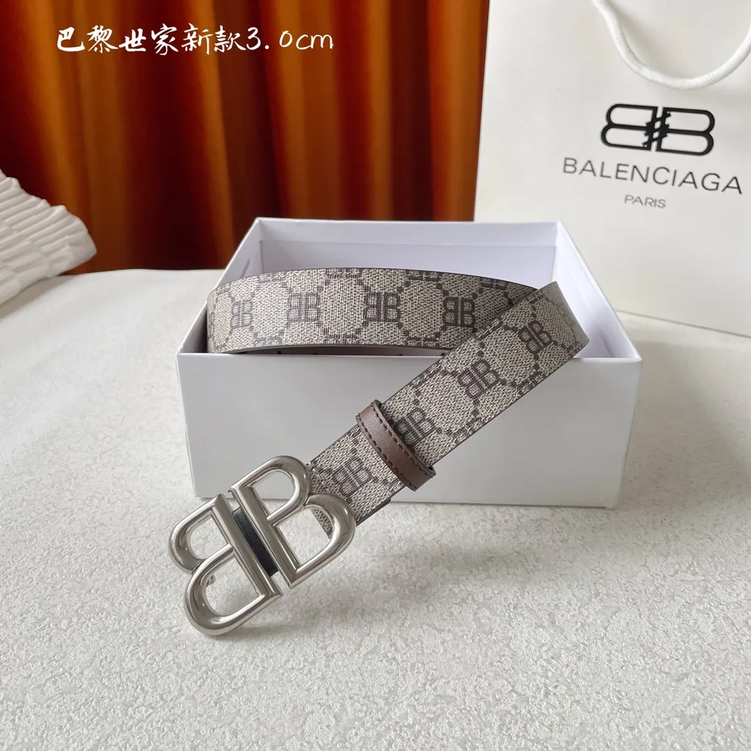 BALENCIAGA ベージュ レトロバックルベルト 3.0cm