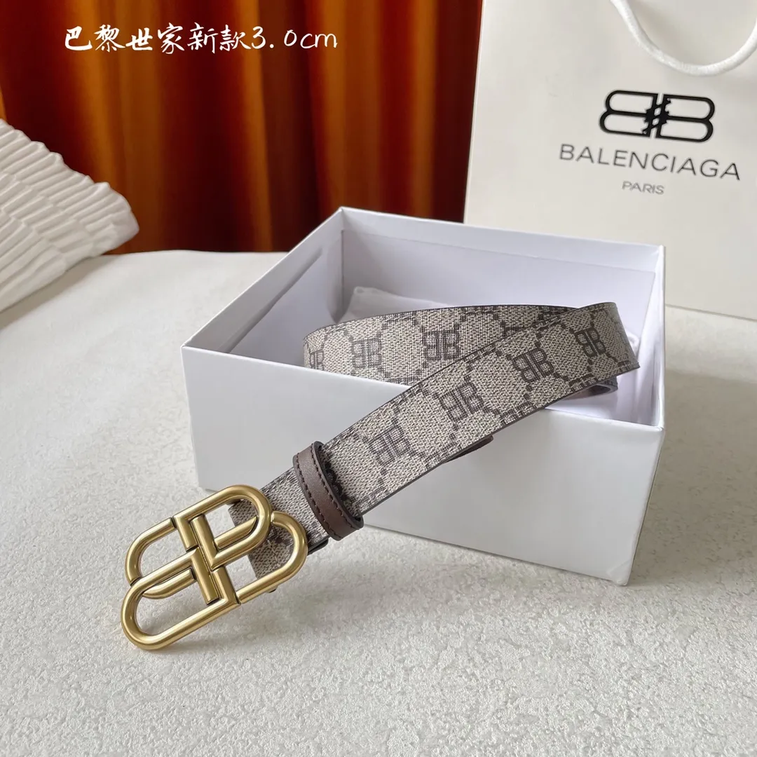 BALENCIAGA ベージュ レトロバックルベルト 3.0cm