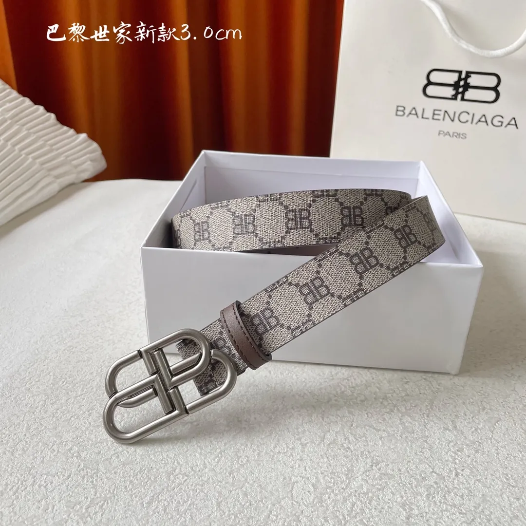 BALENCIAGA ベージュレトロバックルベルト3.0cm
