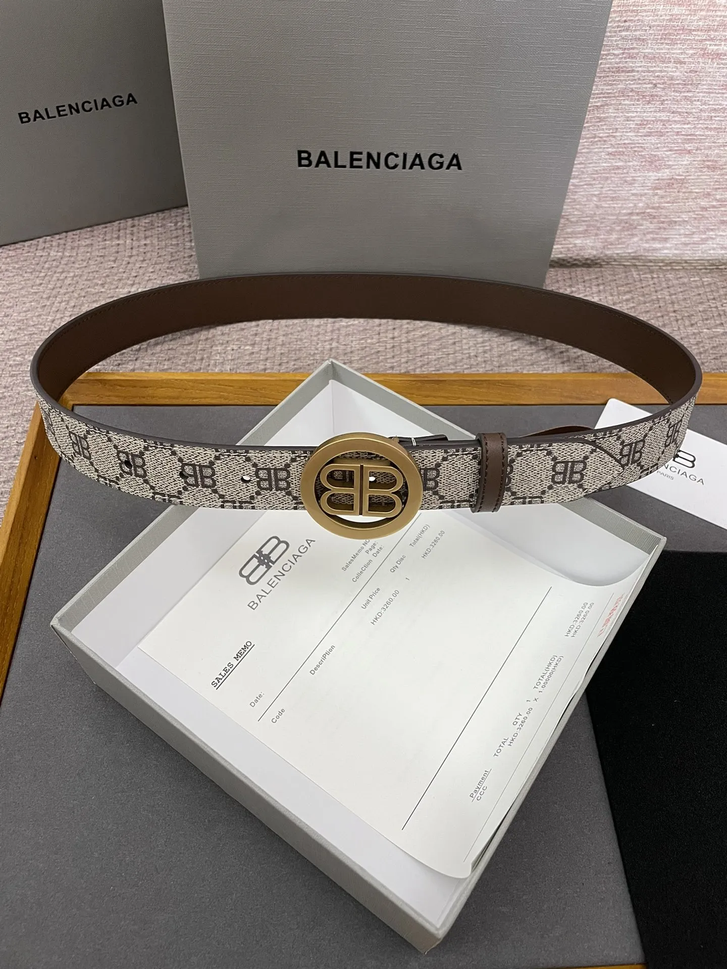 BALENCIAGA 新作ベージュBBバ buckleベルト - 画像 (7)