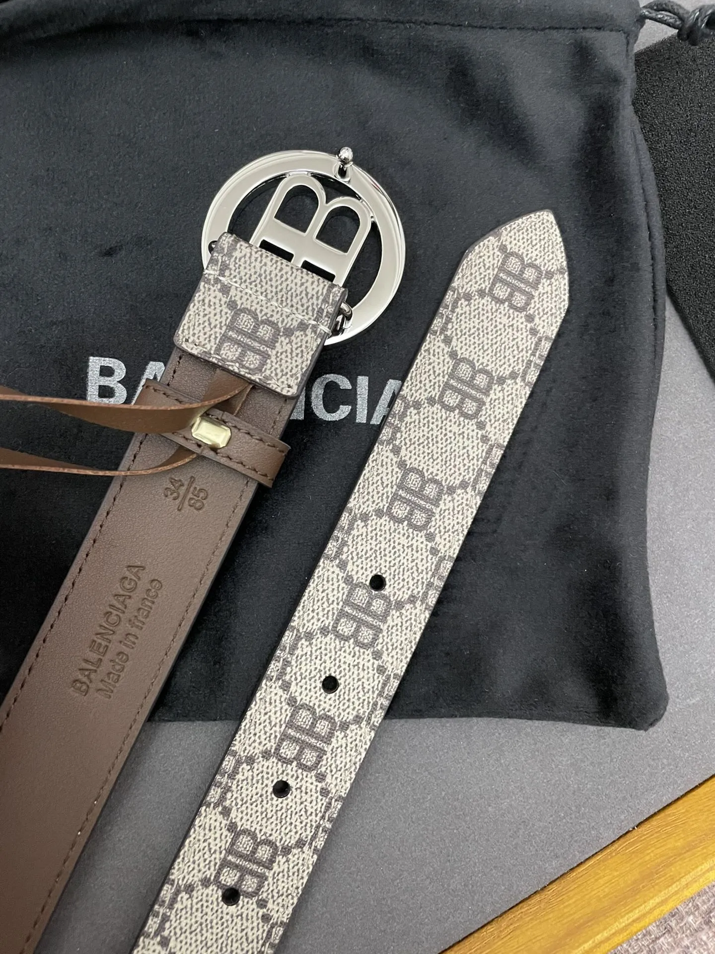 BALENCIAGA 新作ベージュプリントベルト3.0cm - 画像 (5)