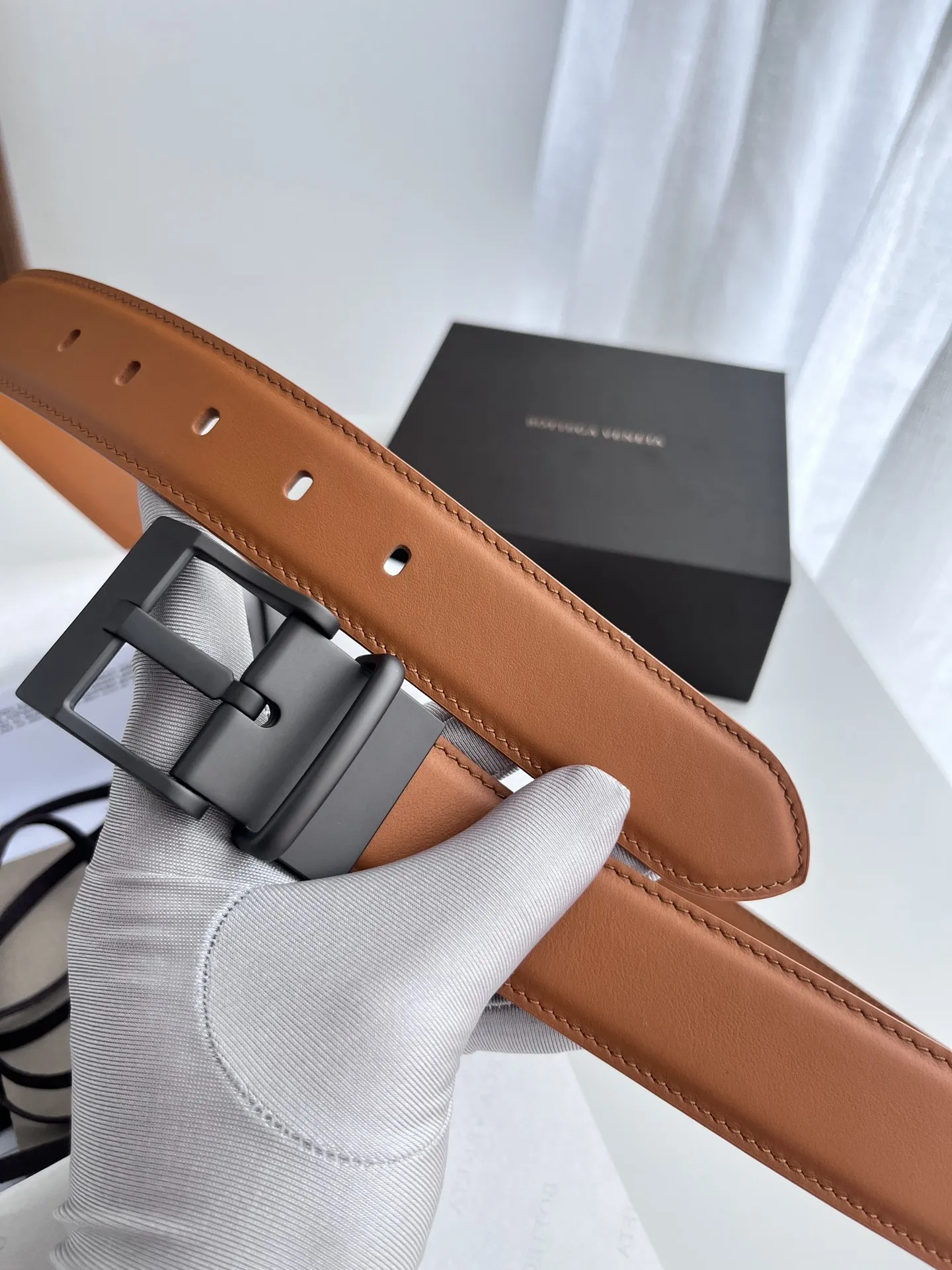 BV 2024新作ダブルフェイス男性用ベルト オレンジ - 画像 (5)