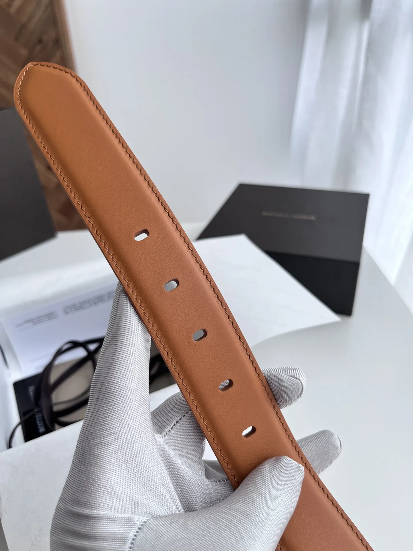 BV 2024新作ダブルフェイス男性用ベルト オレンジ - 画像 (7)