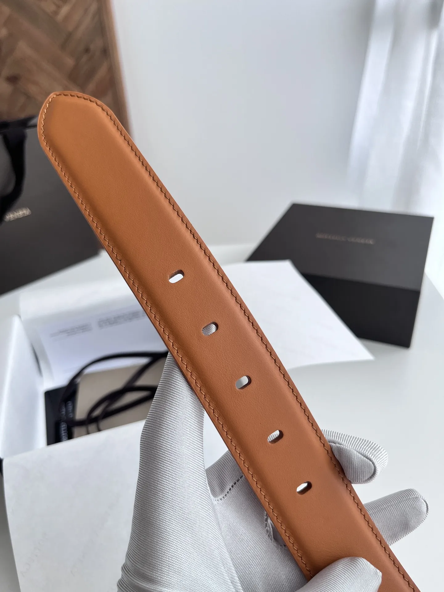 BV新作ダブルフェイス男性用ベルトオレンジ - 画像 (7)